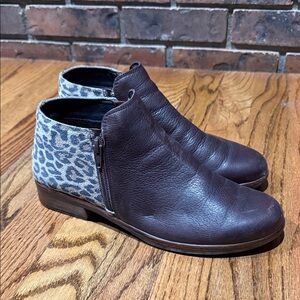Naot Leather Ankle Boots – Leopard Back Panel, Size 39 (US ~8–8.5)